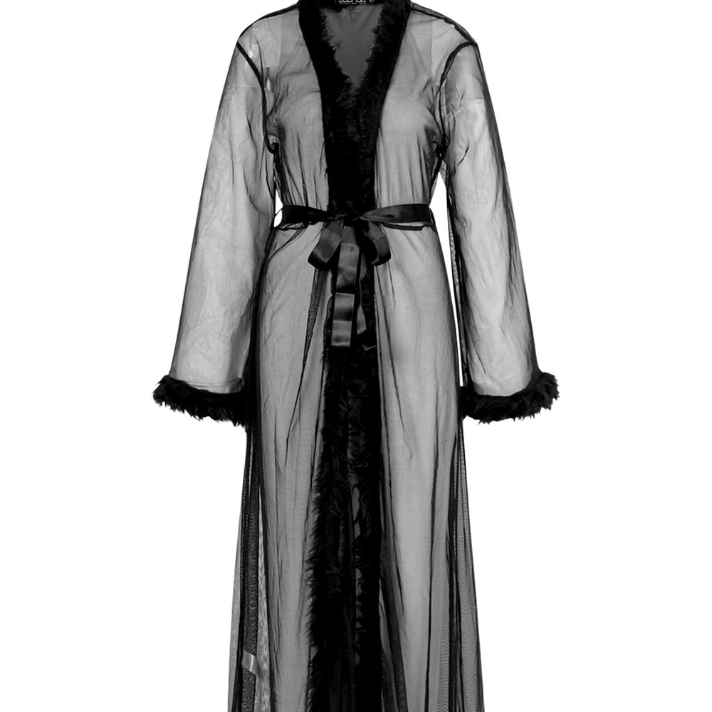 Black fluffy sheer lingerie